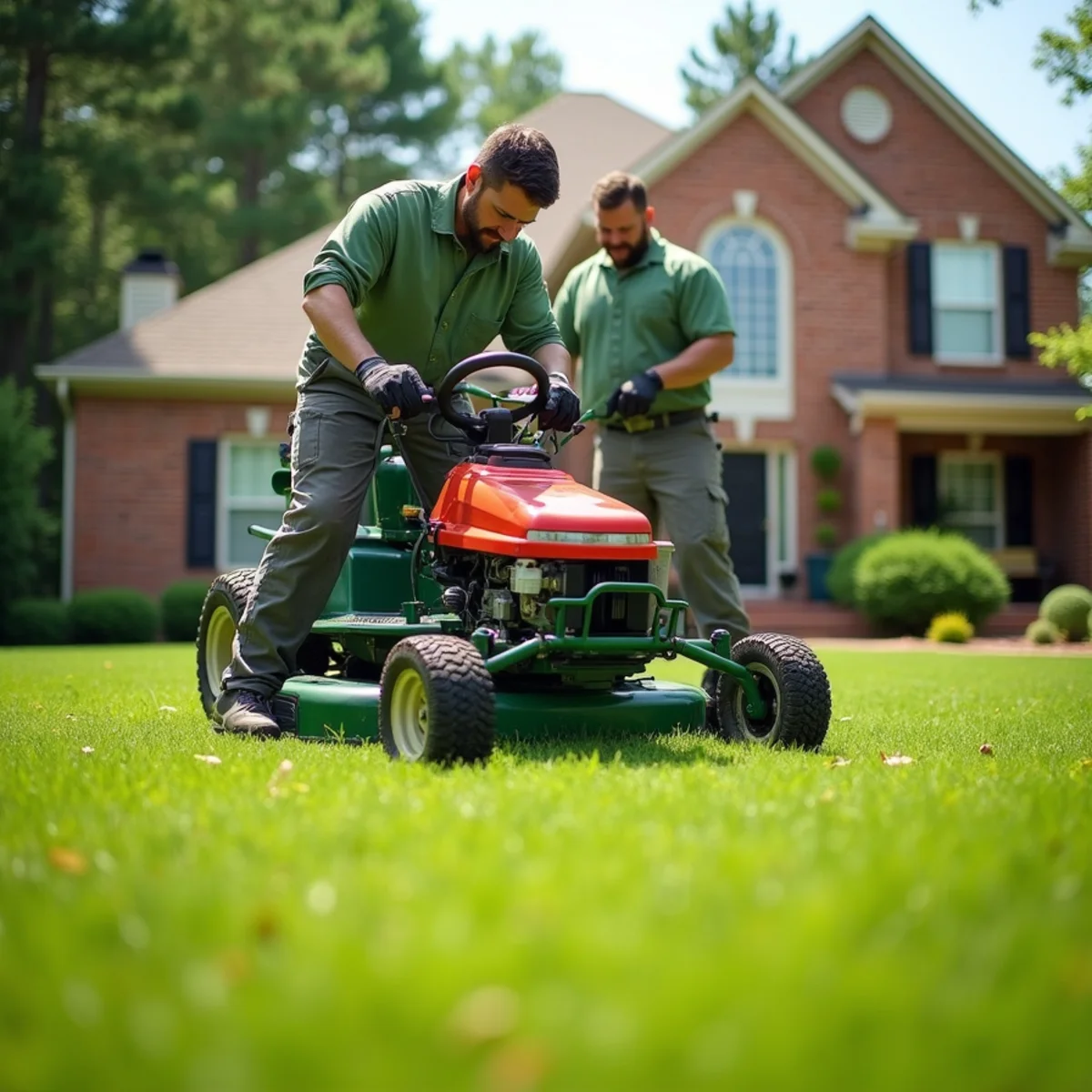 Will Do Lawn Care crew maintaining a lawn in Angier, North Carolina
