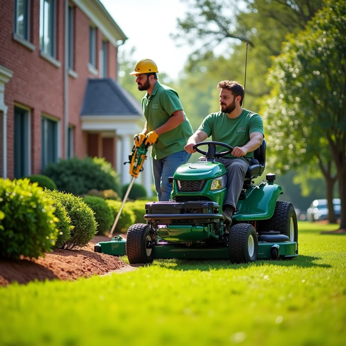 Well-maintained landscaping at a Raleigh-area commercial office property
