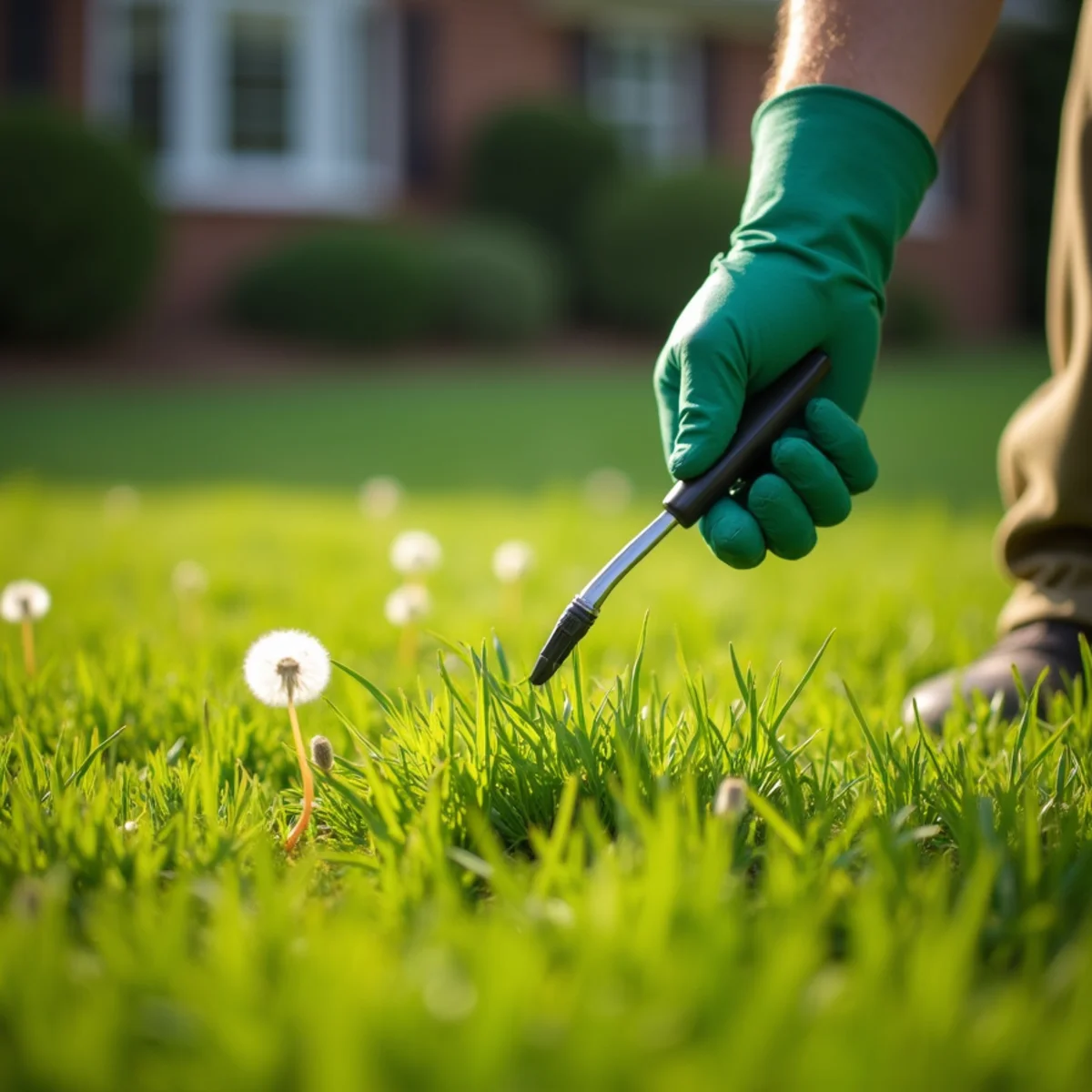 Broadleaf weeds and crabgrass invading a North Carolina lawn