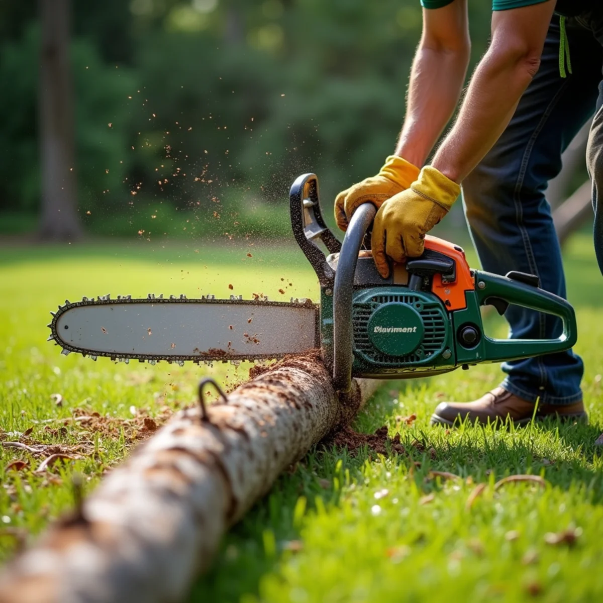 Will Do Lawn Care crew performing fallen tree & limb removal in Angier, NC