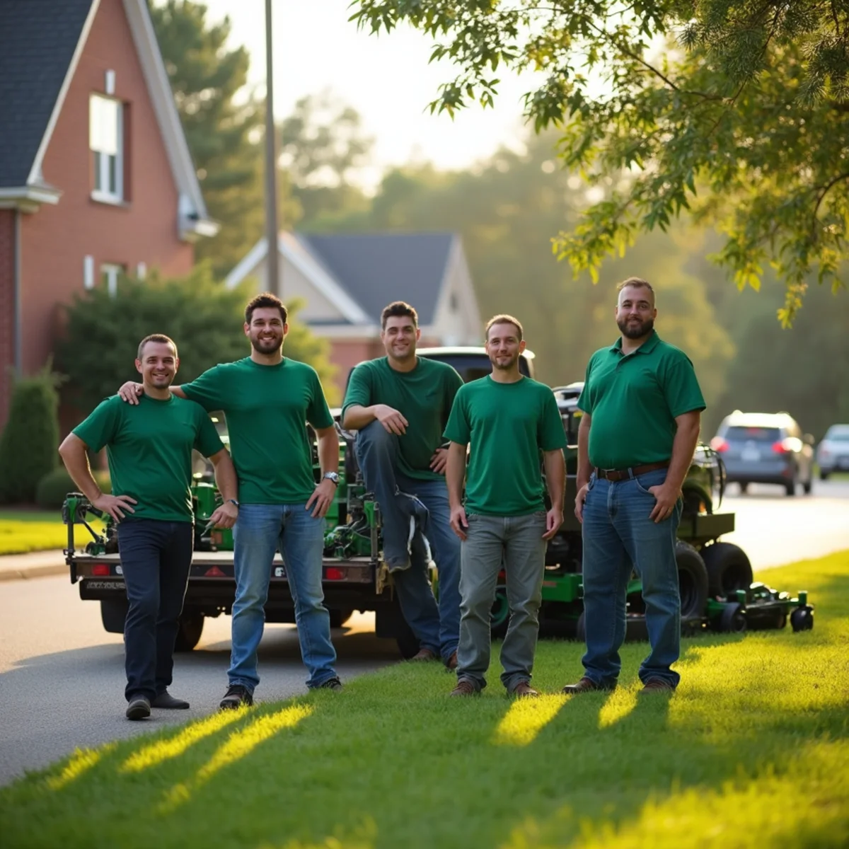Will Do Lawn Care team and equipment ready for a job in Angier NC