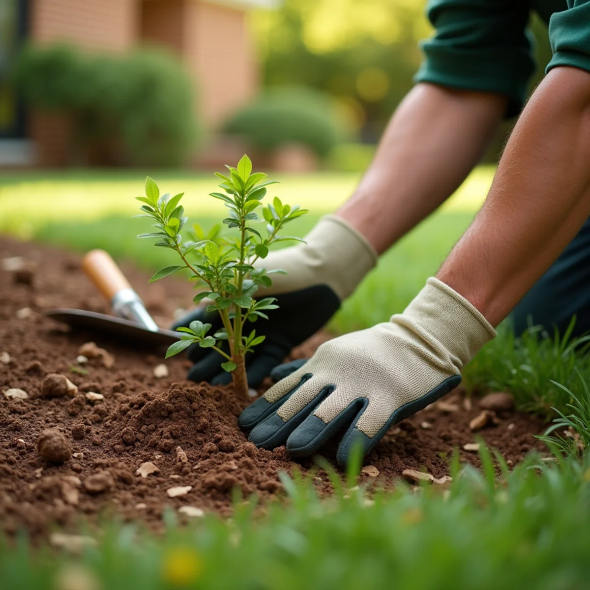 Will Do Lawn Care crew performing landscaping & planting in Angier, NC