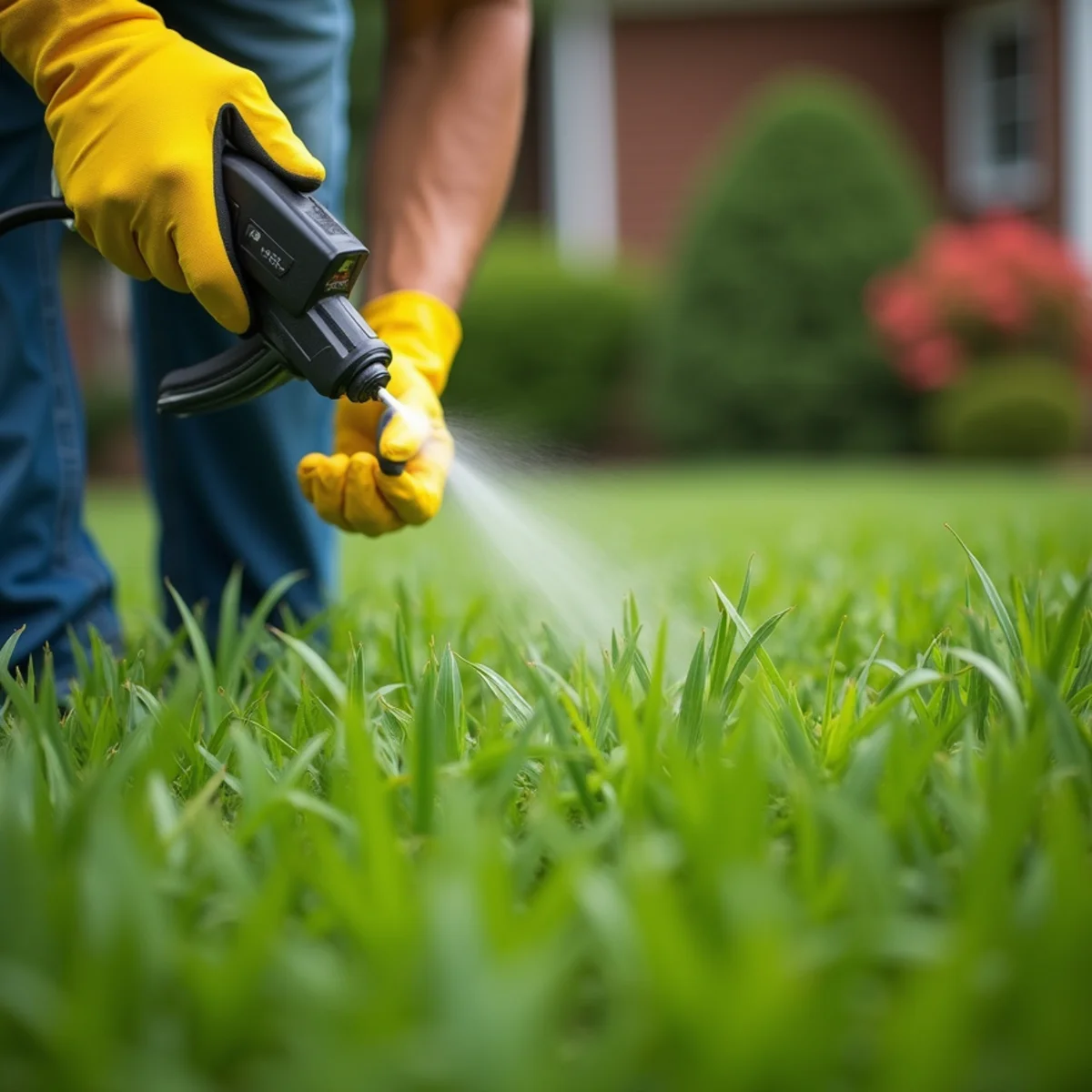 Will Do Lawn Care crew performing fertilization & weed control in Angier, NC