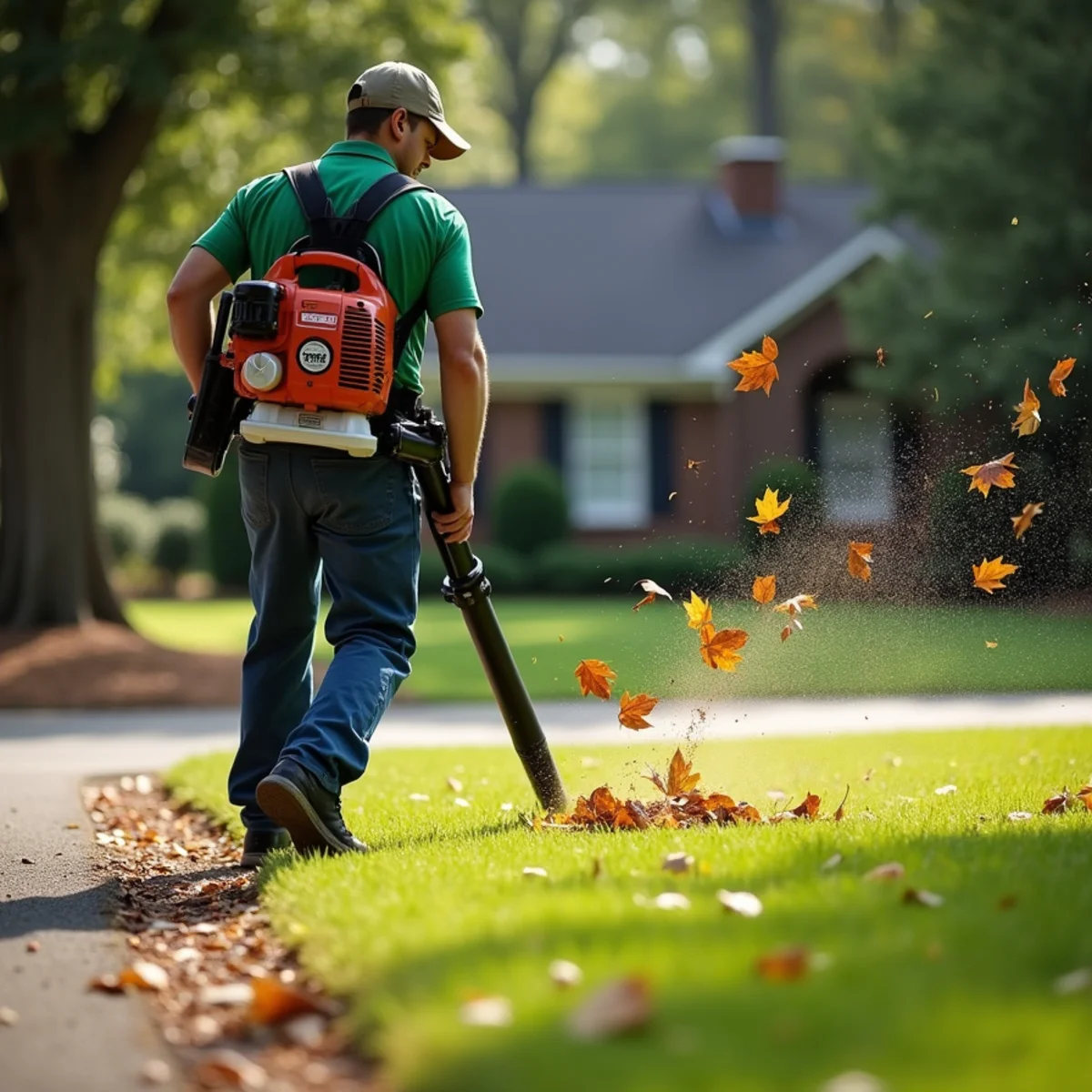 Will Do Lawn Care crew performing one-time yard cleanup in Angier, NC