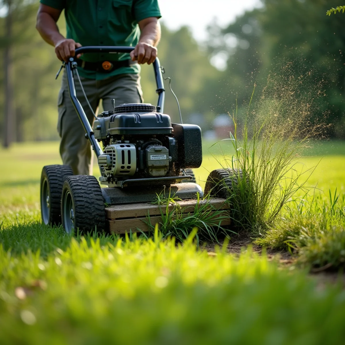 Will Do Lawn Care crew performing overgrown yard rescue in Angier, NC