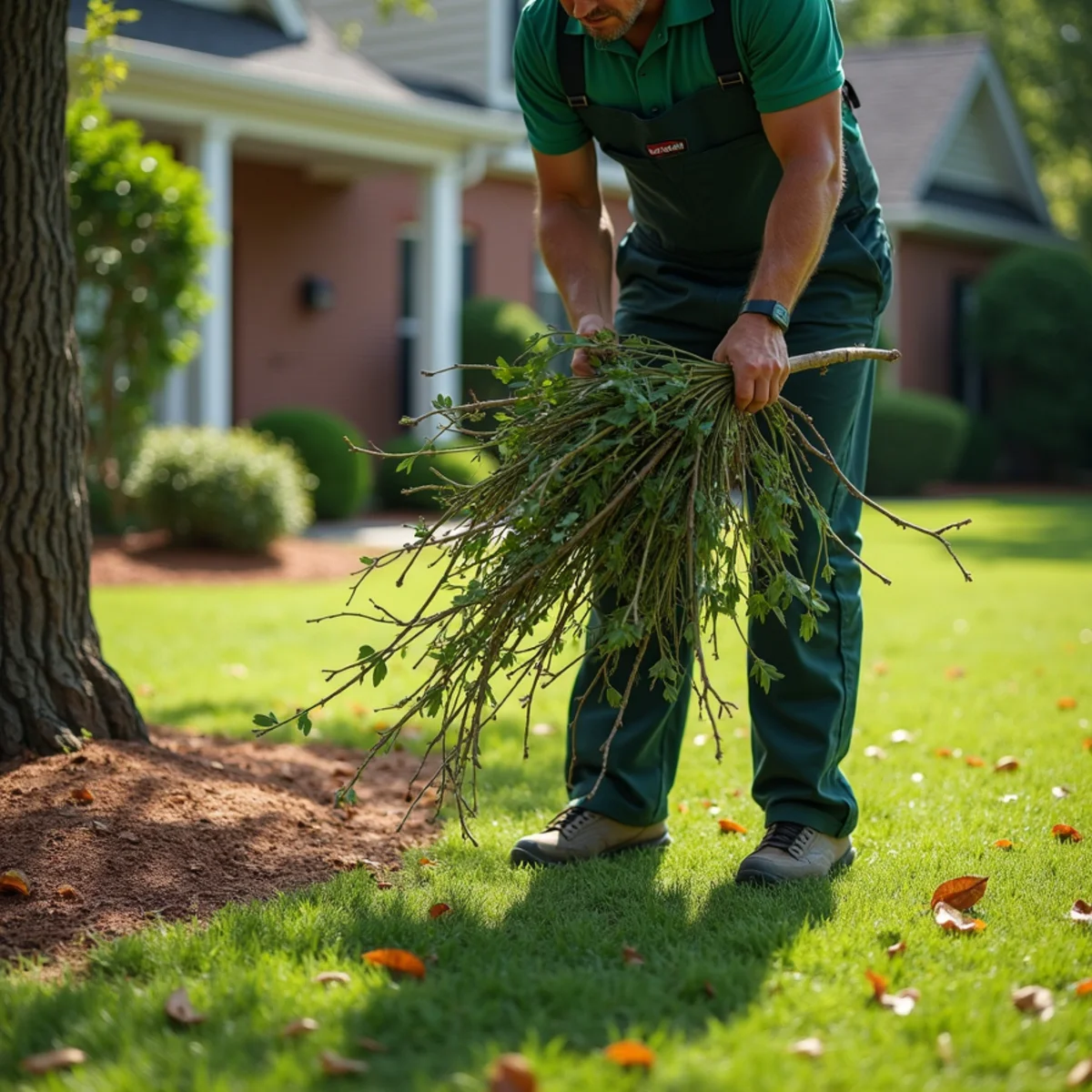 Will Do Lawn Care crew performing storm debris cleanup in Angier, NC
