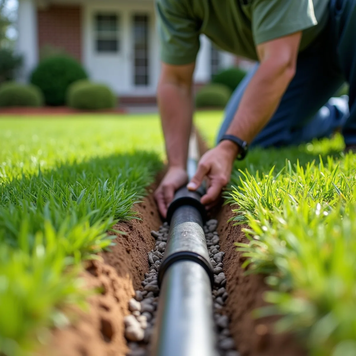 Will Do Lawn Care crew performing yard drainage & grading in Angier, NC